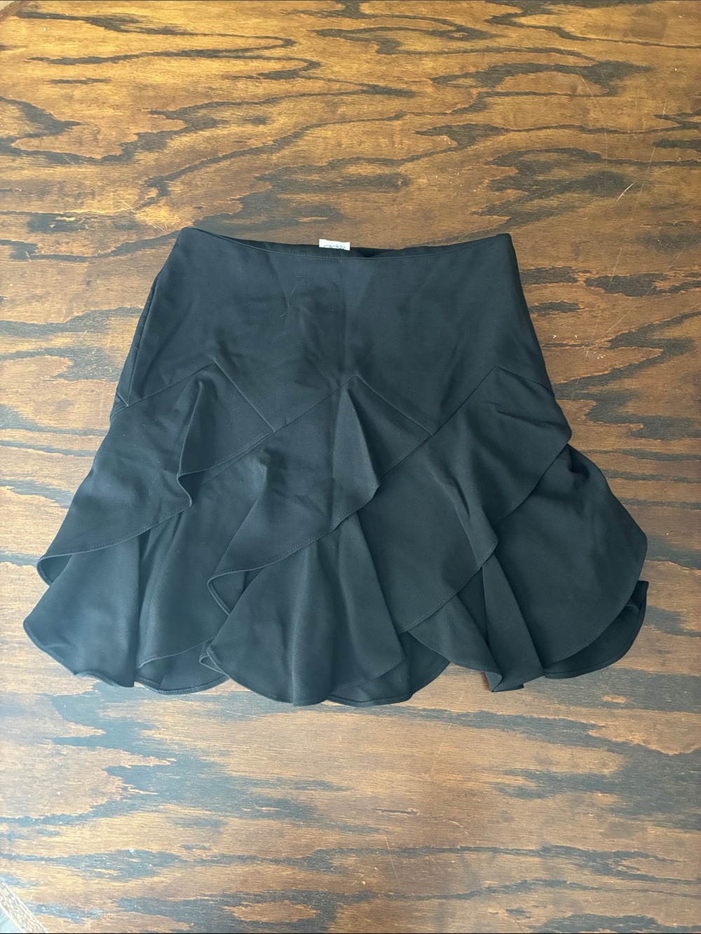 Cache Black Ruffle Tiered Mini Skirt